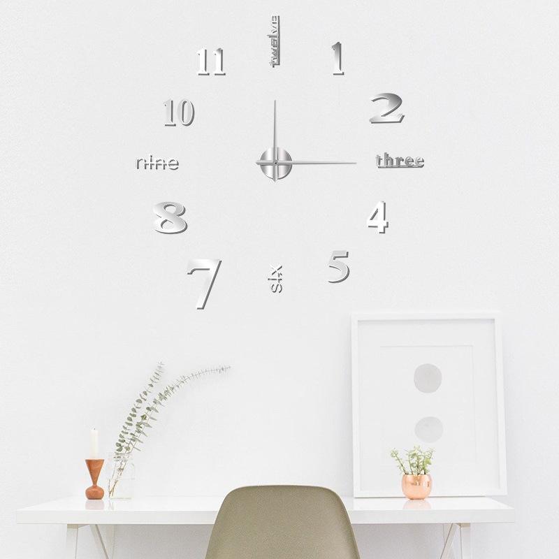 Black Creative Silent Wall Clock Simple DIY Living Room Three-dimensional Decoration Clock European Clock Wall Sticker Clock