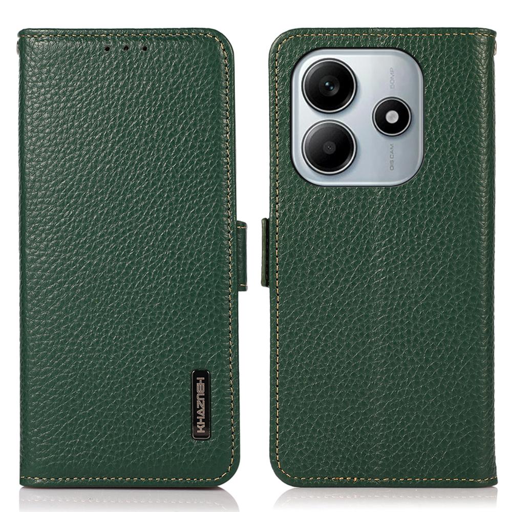 

KHAZNEH Для Xiaomi Redmi Note 14 4G (163,25 мм) Чехол для телефона из натуральной коровьей кожи с защитой от RFID Green