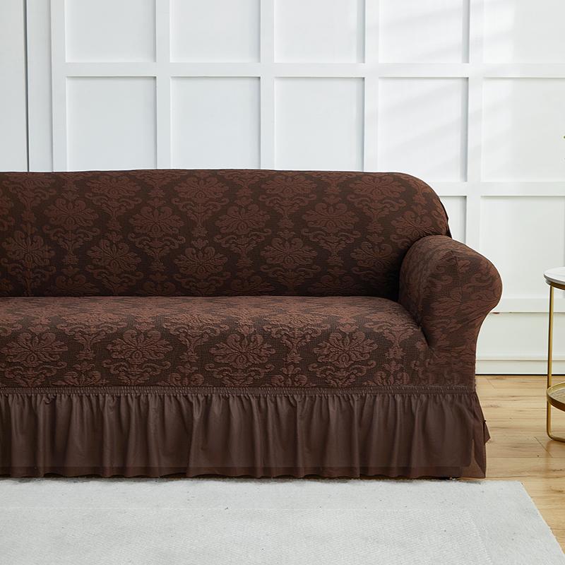 1pc European Style Flower Sofa Slipcover with Skirt Jacquard Non-slip Sofa Covers Furniture Protector for Living Room Home Decor