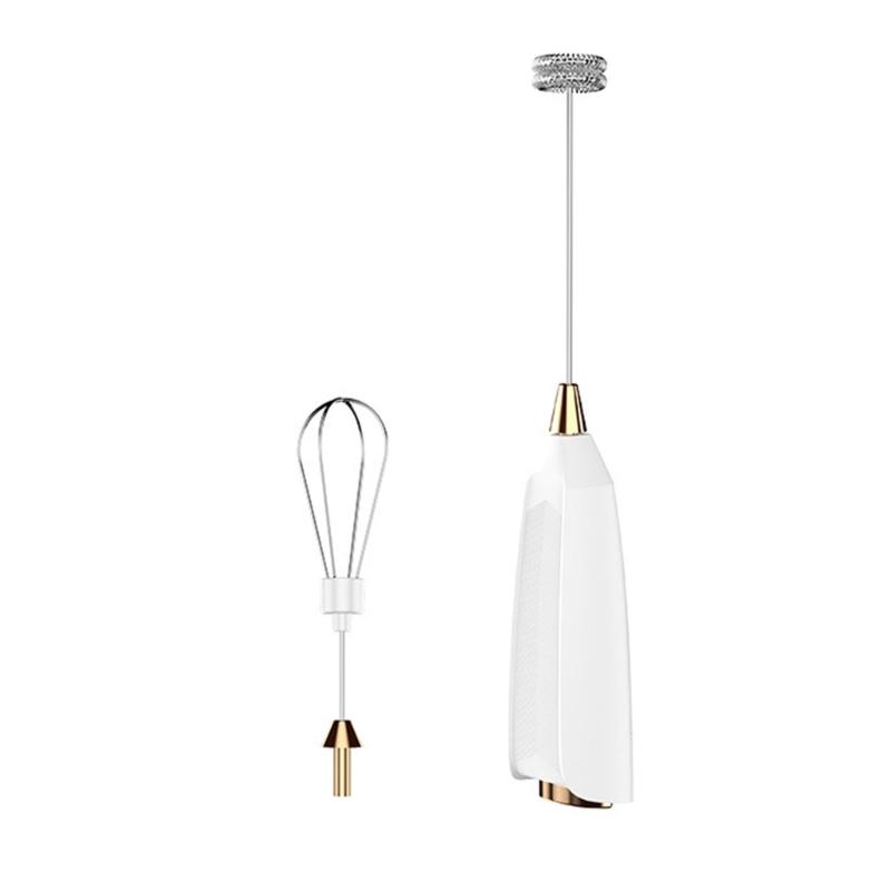 Stainless Steel Milk Frothing Wand with Detachable Whisk Heads Automatic Stirring Function Suitable for Coffee Eggs