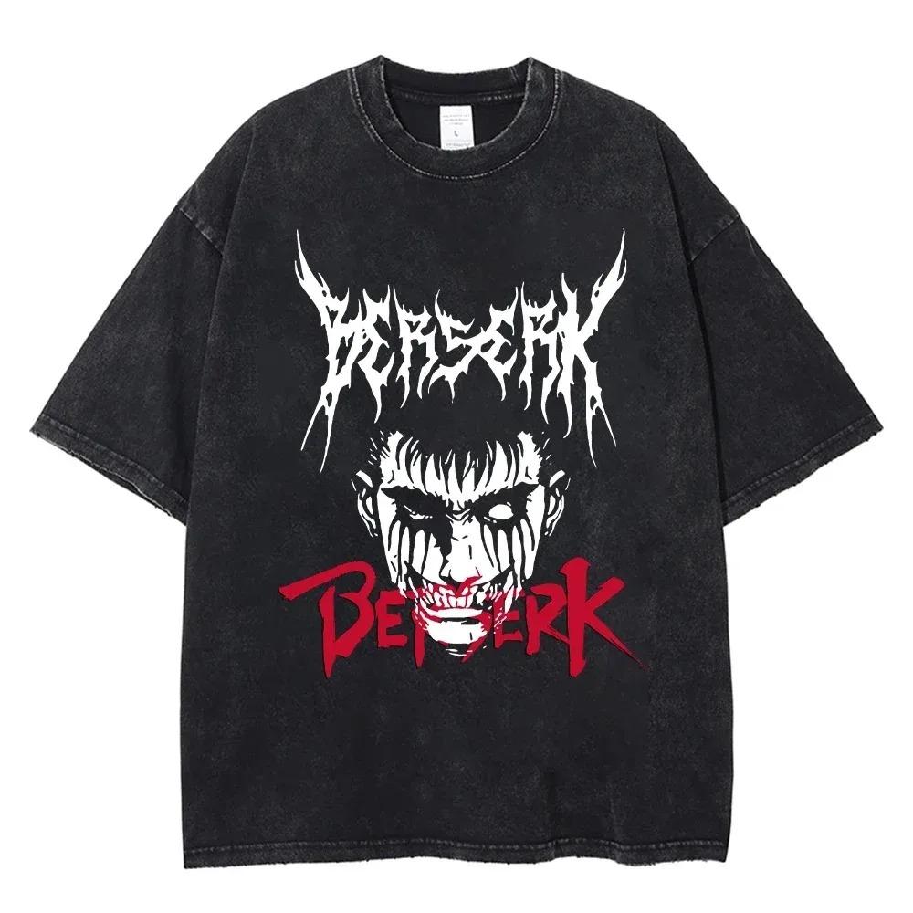 Casual Harajuku Vintage Hip Hop Clothing  Anime Berserk Griffith T Shirts Washed Manga Graphic Oversized Y2k TShirts Unisex
