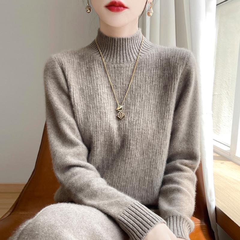 Women's Cashmere Sweater Qinghe Cashmere 30% Cashmere 70% Wool Autumn and Winter Cashmere Thick Pullover Soft and Warm