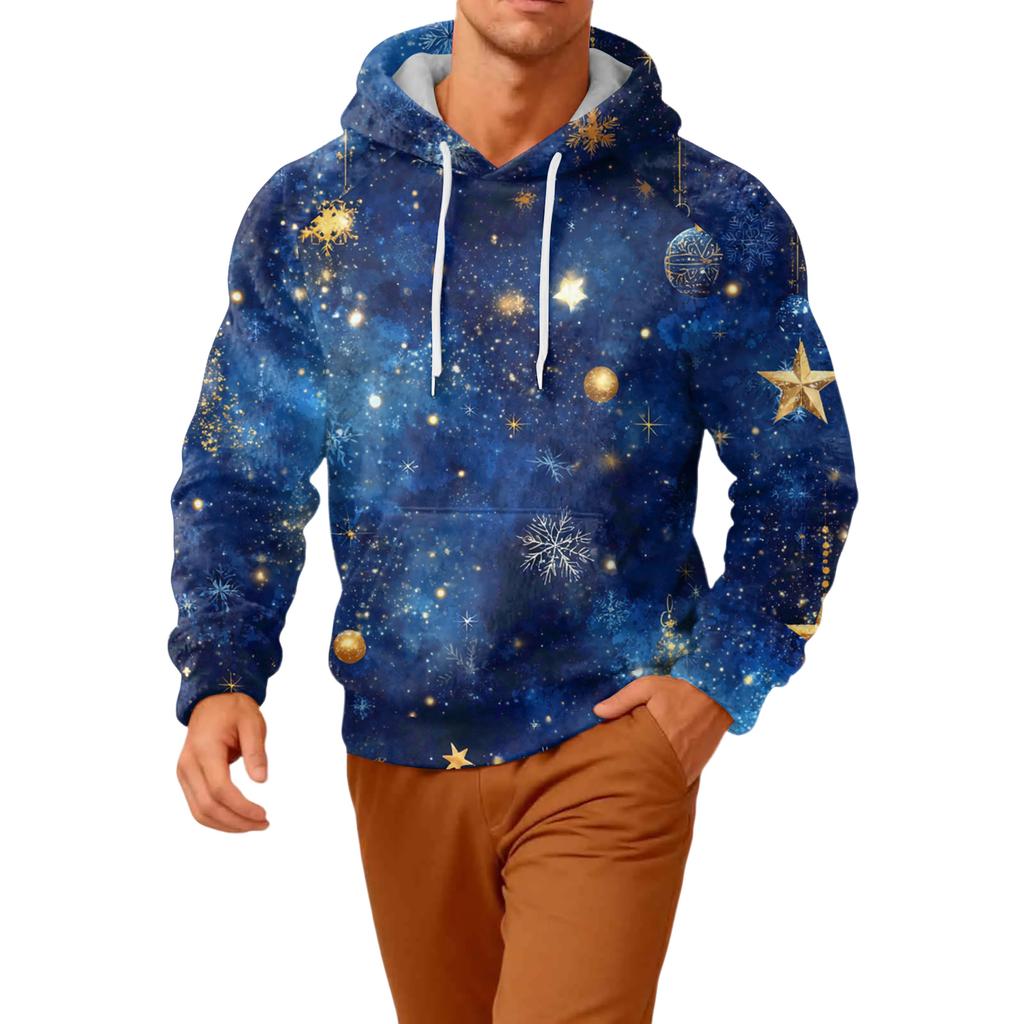 Men's Long-Sleeve Casual Flannel Hooded Sweatshirt