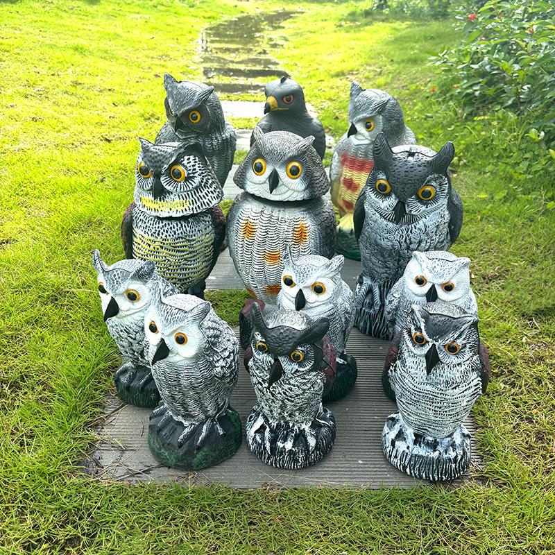 Garden Owl Bird Repellent Ornament - Realistic Head-Turning Design for Outdoor Decoration