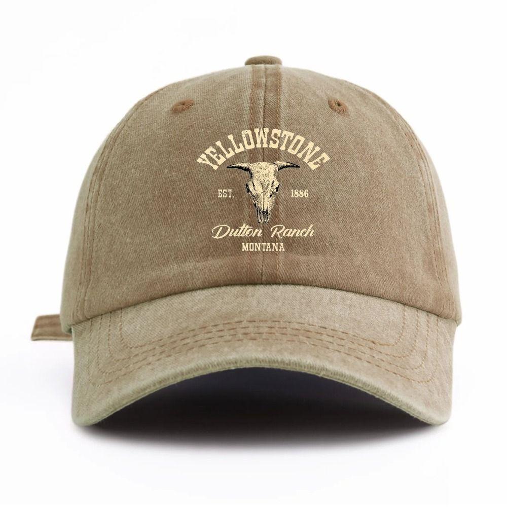 Bull Skull Western Cowboy Baseball Hats Cotton Distressed Dad Hat Outdoor Sun Hat  for Men Women