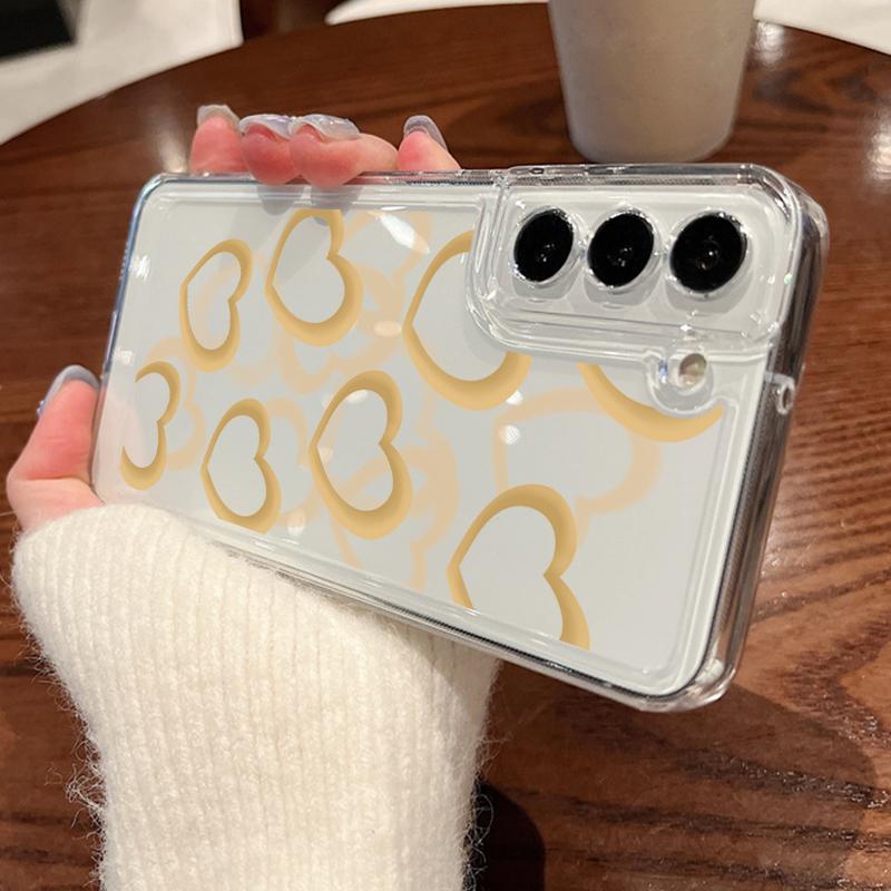 Heart Print Transparent Phone Case For Samsung Galaxy S25 S24 S22 Ultra S23 S24 FE A17 A56 A16 A36 A26 A55 A15 A25 A54 5G Shockproof Soft TPU Cover