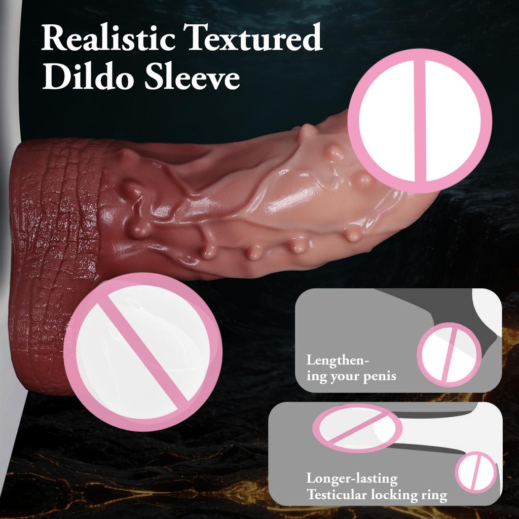 New Silicone Penis Sleeve Hollow Dildo Particle Stimulation Adult Toys Sex Toys Penis Male Thick and Thickened Penis Sheath Waterproof & Easy To Clean