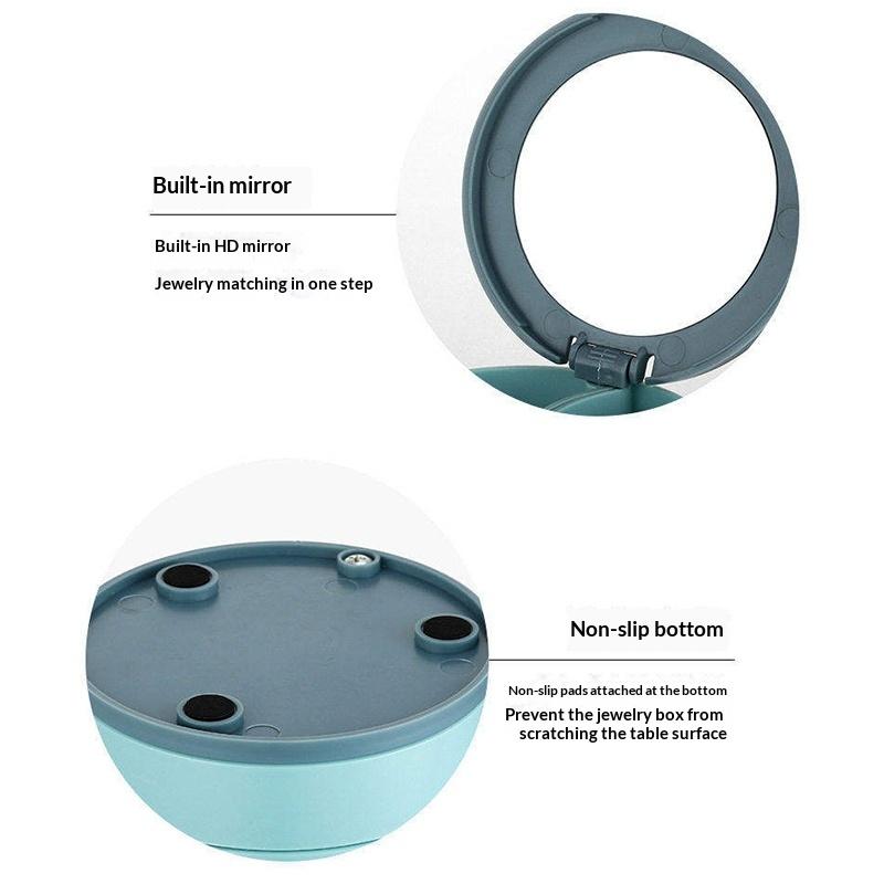 1Pc Jewelry Stand Holder Display Tray Multilayer Rotating Jewelry Storage Box With Mirror Plastic Makeup Box