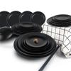 Round Melamine Plate Cover Rice Plate Thread Plastic Plate Japanese Porcelain Like Frosted Black Buffet  Pot Tableware-A
