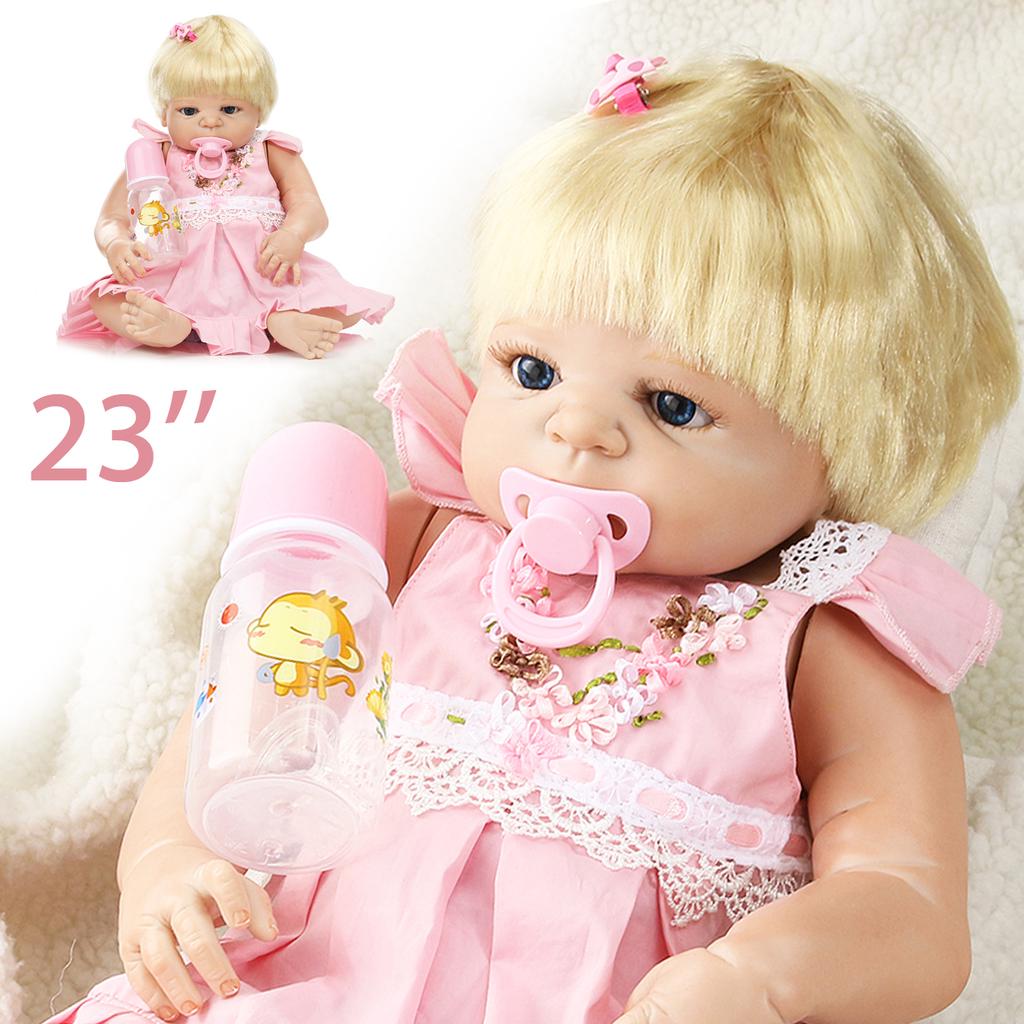 23'' Reborn Silicone Handmade Lifelike Baby Doll Realistic Newborn Gift +Clothes