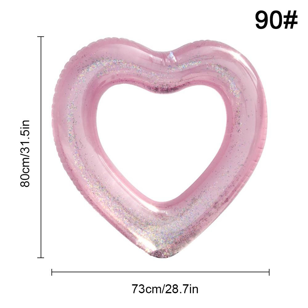 Translucent Sequin Love Swimming Ring Thickened Pvc Water Toy Heart-Shaped Swimming Ring Armpit Ring Premium Durable