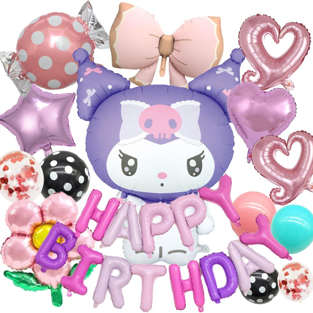 3rd Design Kuromi Balloon Decoration Birthday Birthday Girl Extra Large 29 Pieces (Kuromi, Birthday)