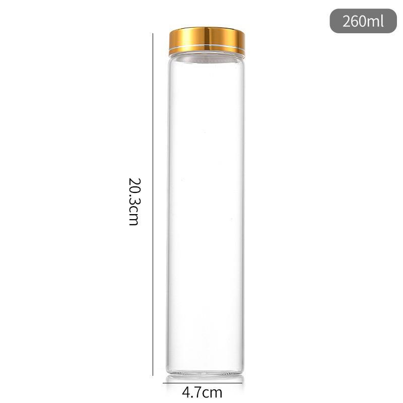 47mm Gold Cap Glass Bottle for Cordyceps, Agarwood, Medicine, Candy, Wish, or Drift.