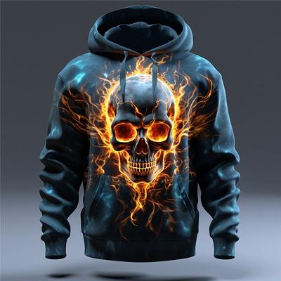 Mode Flamme Schädel Druck Hoodies Für Männer Hip Hop Trend Harajuku Übergroßen Sweatshirts Gothic Mit Kapuze Hemd Herbst Pullover Tops