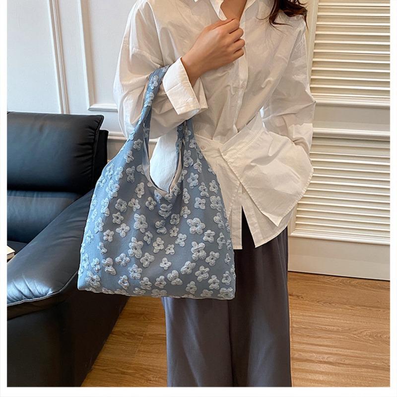 Canvas Bags Design Sense Summer New Bags Simple Flower Shoulder Bags Tote Handbag Bags