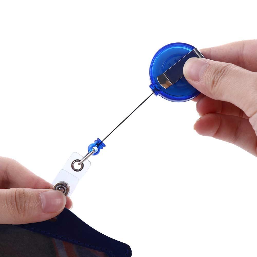 Clip Horizon Style PU Leather ID Badge Holder Nurse Doctor Retractable Badge Reels Name Card Holder