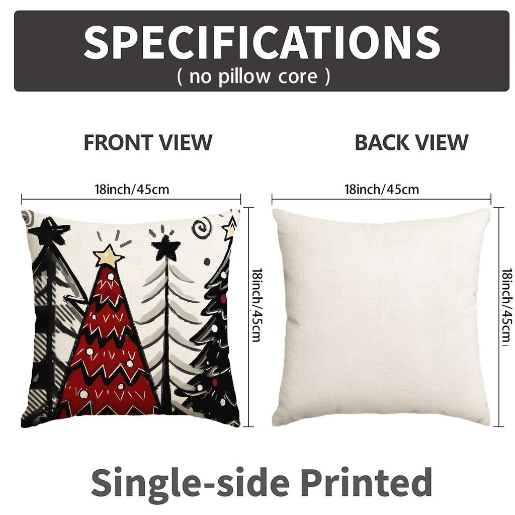1/4Pcs Christmas Pillow Cover, Red Snowflake Letter Printed Cushion Cover, Christmas Decorative Pillowcase (Without Pillow Core)