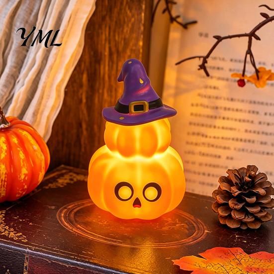 LED Night Light for Party Cute Halloween Ghost/Pumpkin Desktop Decoration, Battery Durable Plastic Operated Nursery with Warm Glow Home Decor