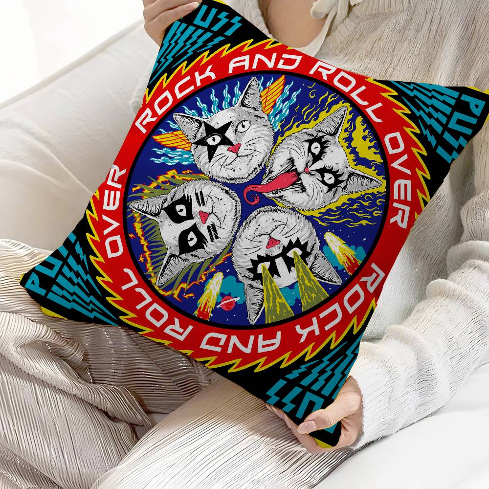Kiss Band Decorative Room Aesthetics Pillow Case Home Decor Bedroom Sofa Bed Couch Pillow Cover 45x45