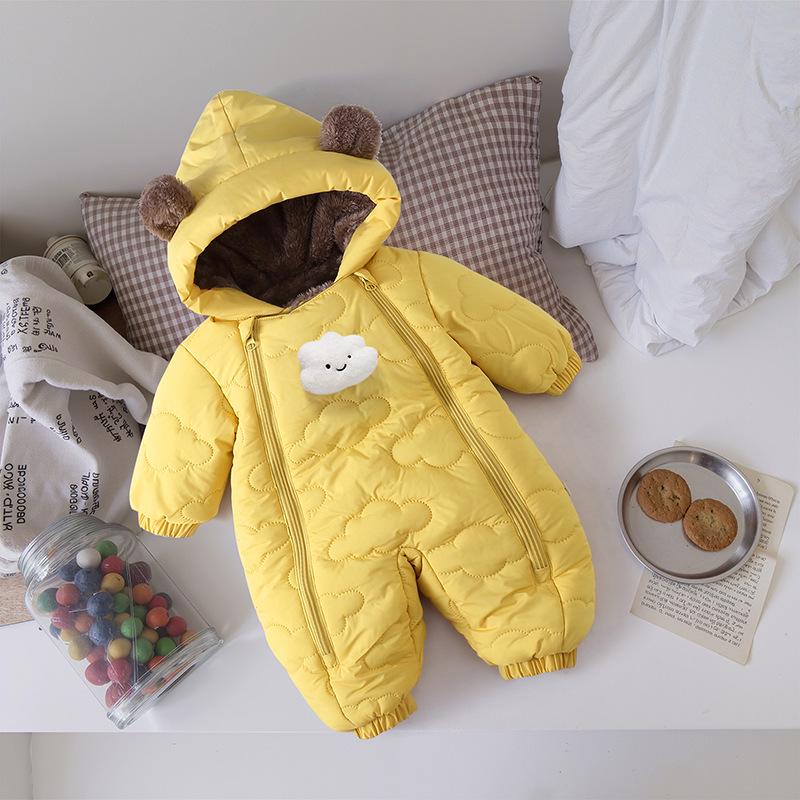 Tuta Intera in Cotone Unisex per Neonati con Fodera in Pile, Abbigliamento da Esterno con Piedi per Bambini e Bambine.