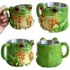 Resin Frog-Shaped Coffee Cup Anti Slip Cartoon Water Cup Safe Frog Floral Pattern Mug  Juice