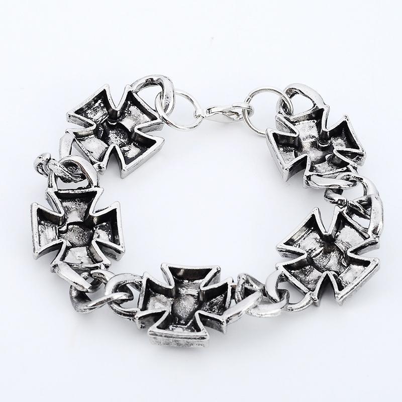 New Retro Celtic Cross Shape Skull Pattern Bracelet Men's Bracelet Fashion Metal Cross Chain Bracelet Accessories Party Jewelry