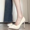 Gentle temperament shallow mouth French high heels women's thin heels summer new celebrity pointed Mary Jane single shoes women