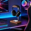 Strong Wooden Headphone Stand Having Rounded Top Shape For Secure Display Of Gaming Headsets