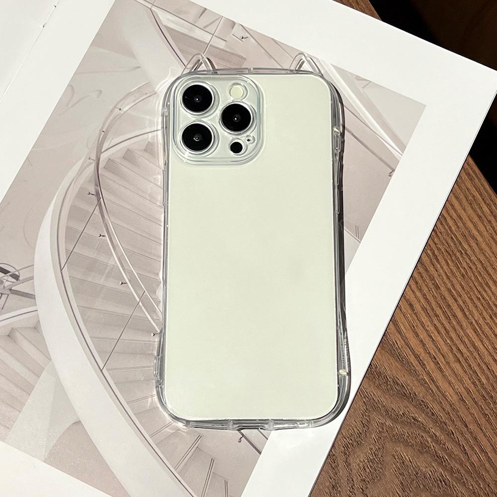 Cat Ears Clear Phone Case For iPhone 17 Air 16 Plus 15 14 13 12 11 Pro Max X XS XR 7 8 SE 2022 2020 Minimalist Shockproof Transparent Protective Cover