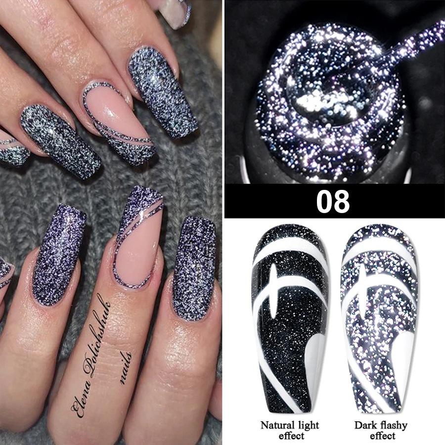 3D Metallic Nail Line Gel High Shine Reflective Flash Chrome DIY & Salon Use Dazzling Sparkle Nail Art Stripe Gel