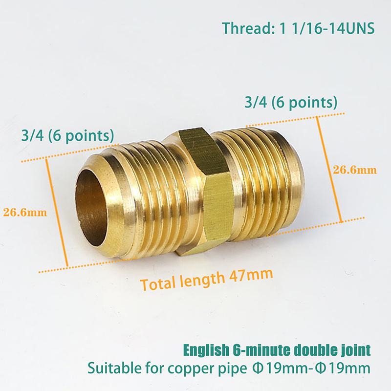 Equal Reducer Nipple Flare Tube OD 1/4" 5/16" 3/8" 1/2" 5/8" 3/4" 7/8" SAE-Standard Brass Pipe Fitting Connector Air Coniditoner
