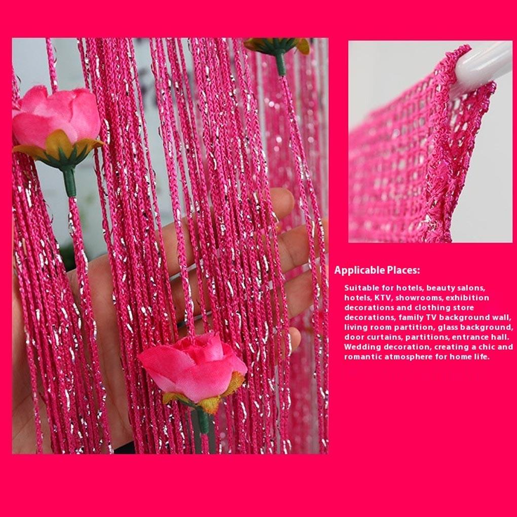 Elegant Rose Thread Curtains Bright Color Not Easy To Fade Vertical Look Encrypted Door Curtains