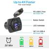 12V USB Outlet, 30W PD Port & 18W QC3.0 USB A Port Charger Socket with Button & LED Voltmeter for Car Boat Motorcycle RV