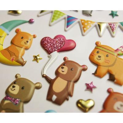 Reusable Stickers - 3D Relief - Party Bears - Glitter
