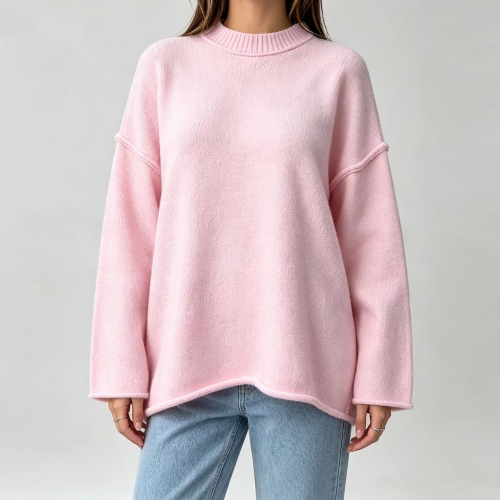 Women's Casual Oversized Pullover Sweater - Loose Fit Knit Top for Everyday Wear