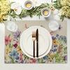 1pcs Spring Floral Placemats Watercolor Colorful Flower Butterfly Vintage Rustic Table Mats