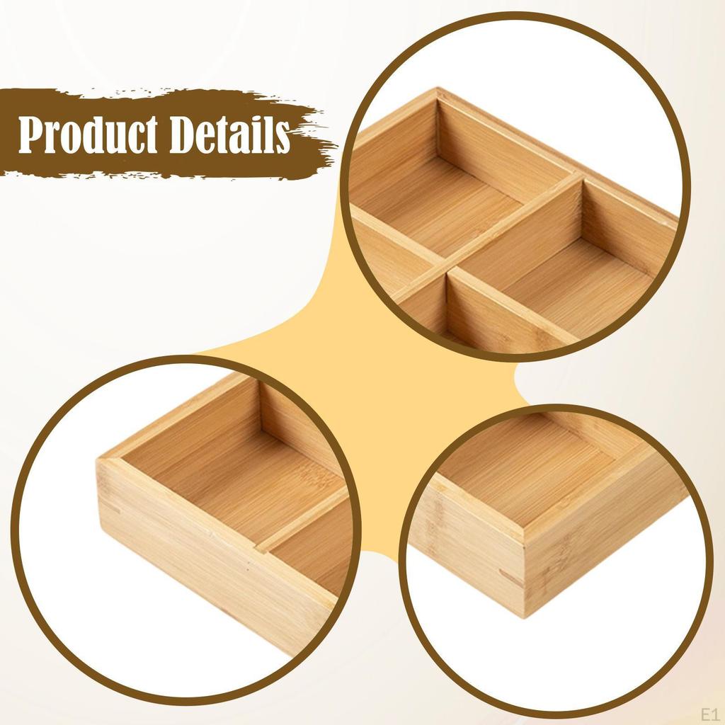 Bamboo Divided Tray Dessert Fruit Veggie Plate Rustic Nut and Candy Serving Platter for Indoor