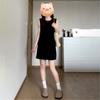 Black Design Sense Niche Sleeveless Straight Dress Women's Summer New Loose Meat Covering and Thin Vest Bottoming Skirt