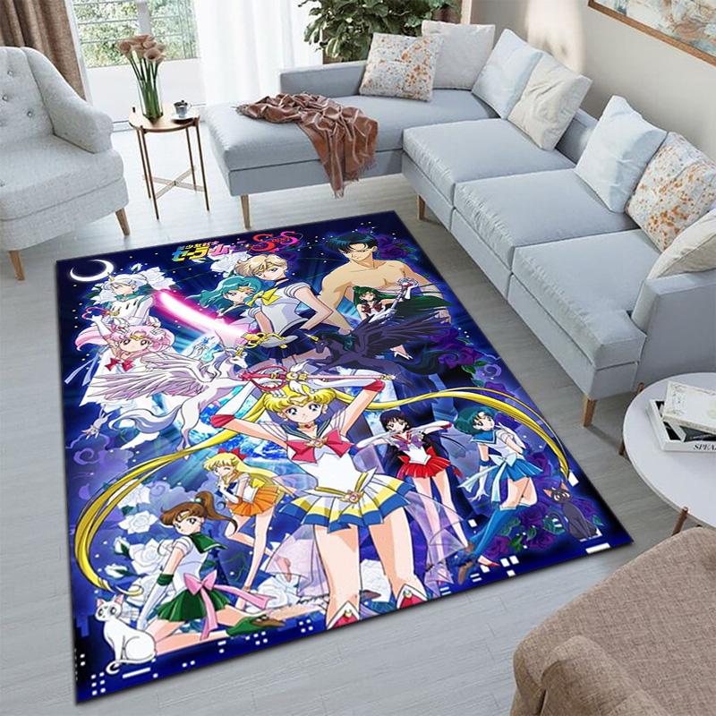 Cute cartoon theme Sailor Moon Tsukino Usagi cartoon rug Multifunctional household anti-slip decorative door mat, outdoor floor mat, and carpet Y14