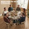 Round Dining Table for 6 People, 110 cm Modern Kitchen Table with Base for Living Room, Brown Wood Grain