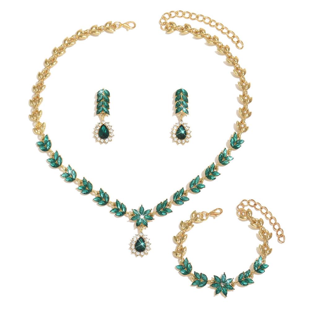 Premium Sense Rhinestone Necklace Earrings Two-Piece Wedding Jewelry Temperament Bridal Wedding Jewelry Set