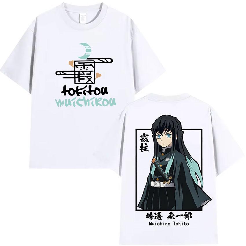 Anime Muichiro Tokito Vintage Graphic Tee Shirt Mens Women Clothing Fashion Oversized T-Shirts Gothic High Street Cotton T-Shirt