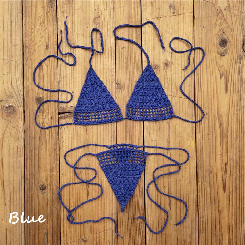 

Трендовый купальник микро-бикини, связанный крючком для загара - Популярен в Европе и Америке M