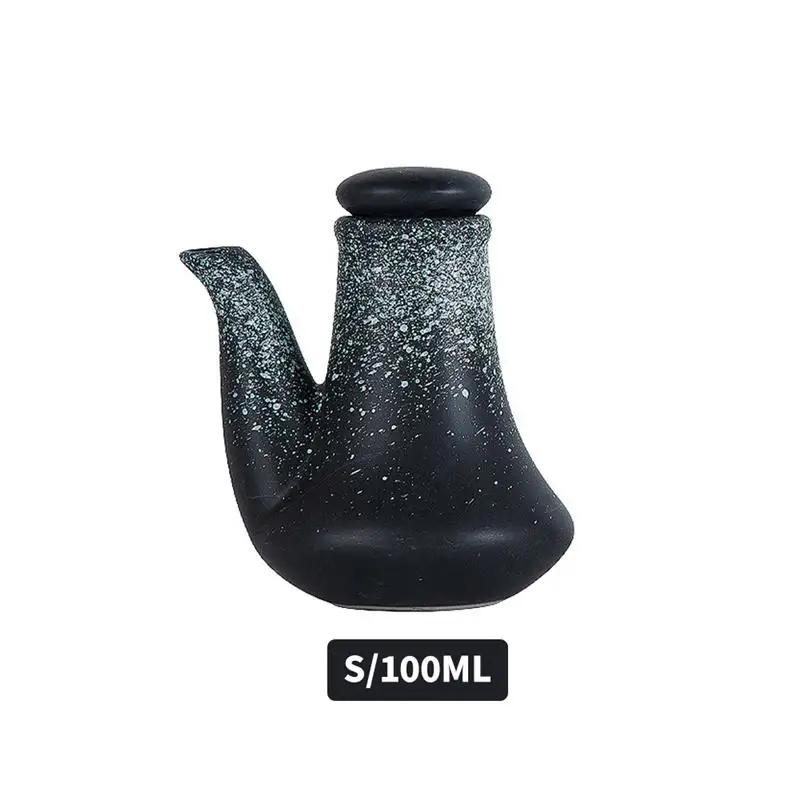 Japanese Retro Household Ceramic Oil Bottle Seasoning Jar Olive Oil Vinegar Soy Sauce BottleFood StorageContainerKitchenUtensils