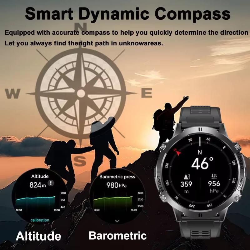 2025 New 1000MAH Super Endurance Smart Watch Men 1.73-inch HD Screen GPS Compass Bluetooth Call Waterproof Sport Smart Watch FOR XIAOMI