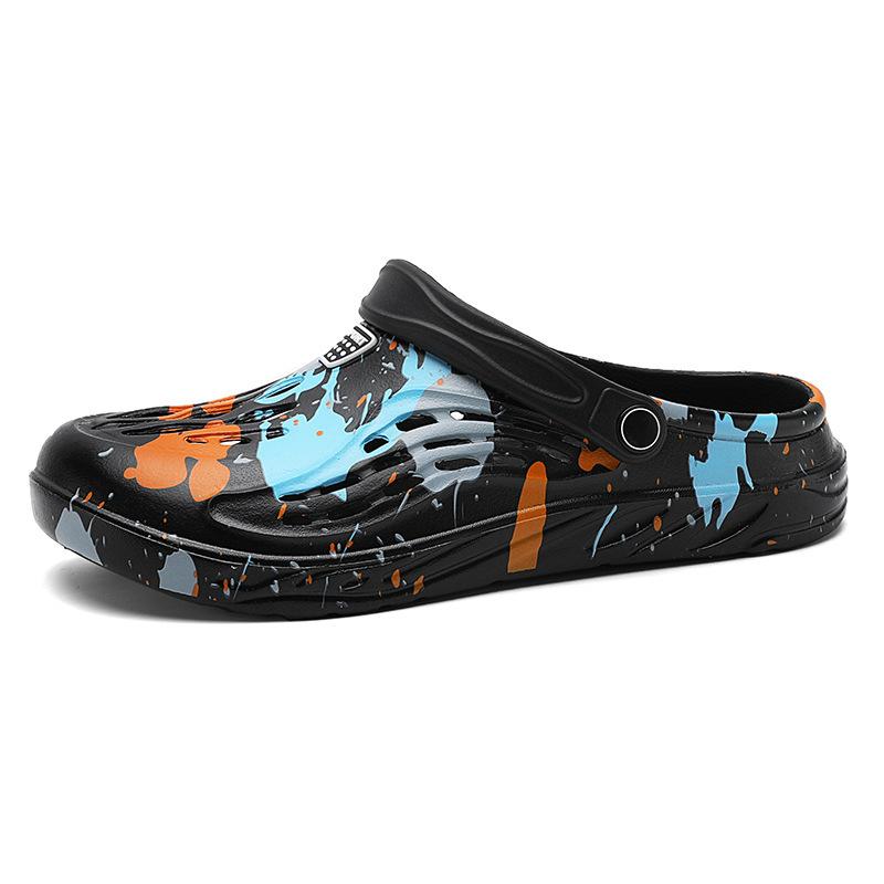 Men's Hole Shoes Large Size Bag Head Beach Shoes Outdoor One Shoe Two Sandals Outer Slippers Fashionable Breathable Sandals