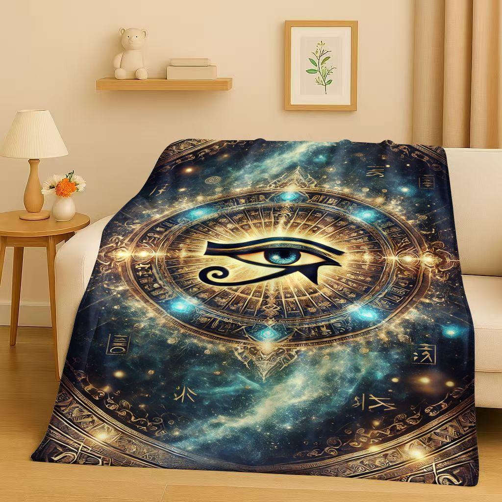 3D Ancient Egypt Pictographic Eye of Horus Flannel Blanket,Ultra Soft Warm Plush Throw for Home Bedroom Bed Sofa Cover Office