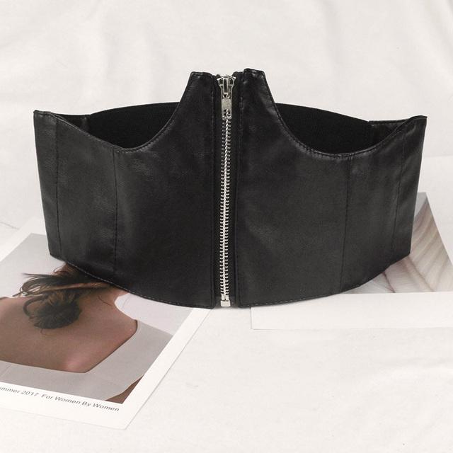 

Черный корсет, широкий пояс из искусственной кожи, ремни для похудения для женщин, эластичный пояс с высокой талией One Size чёрный