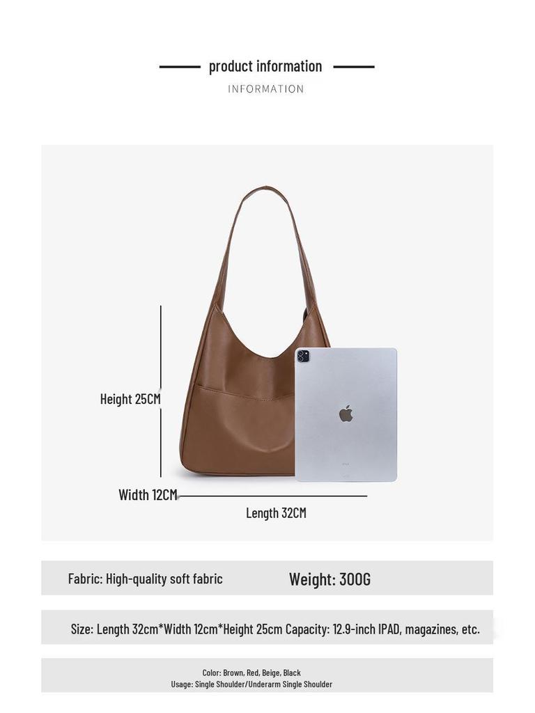 Large Capacity Soft Leather Crossbody Tote Bag for College Students and Ladies, Ideal for Autumn and Winter.