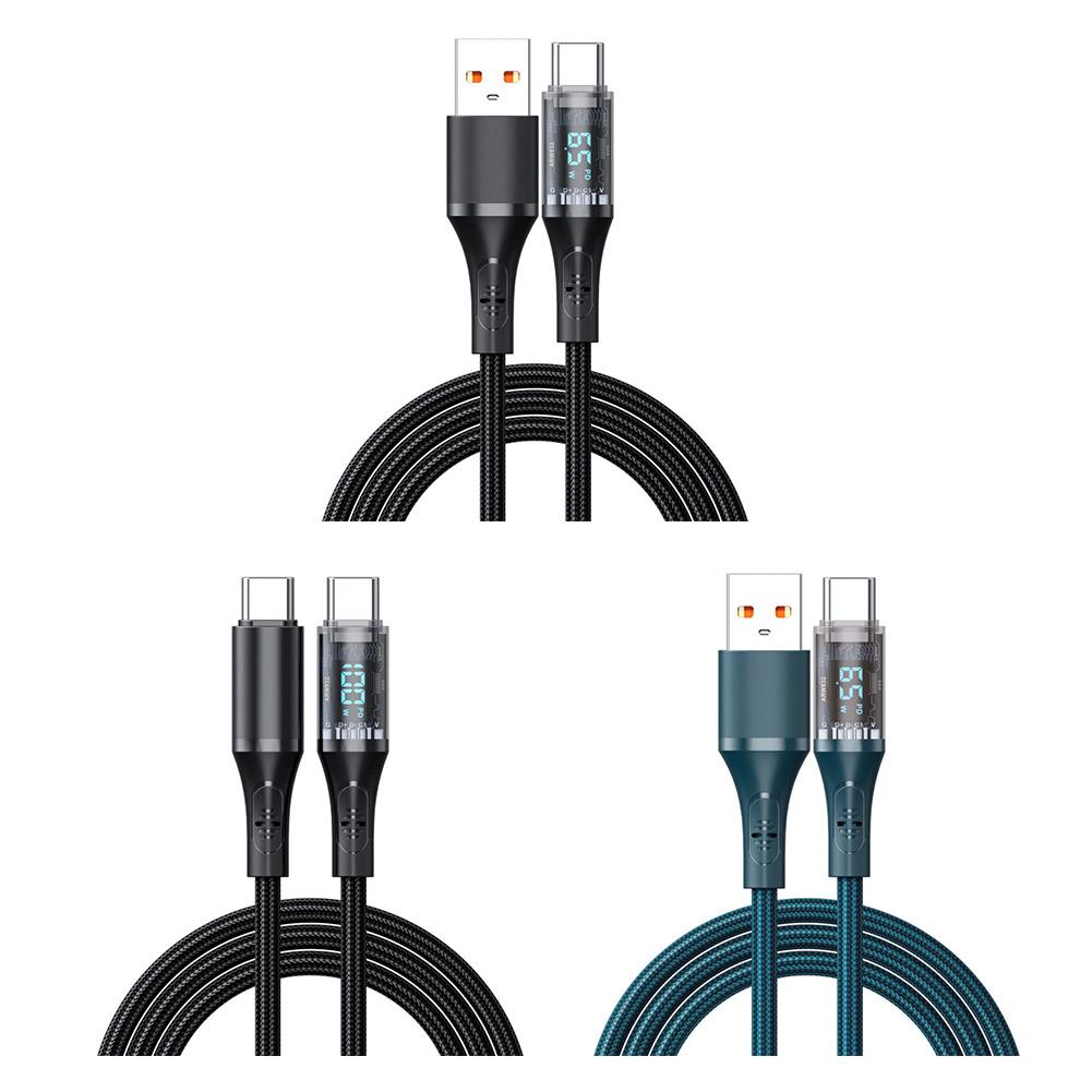 High Speed Charging Cable 100W/66W Fast USB/Type-C LED Type-C Visible Digital Display For Samsu E1E9